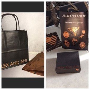 Alex & Ani Brown paper gift bag Tissue stickers box set
